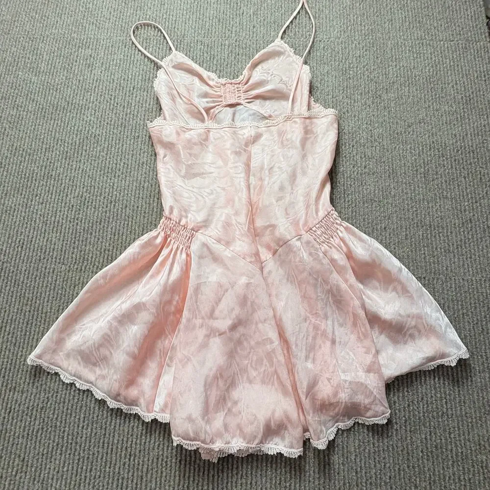 Vintage Enice Slip Dress Pink Satin Size medium